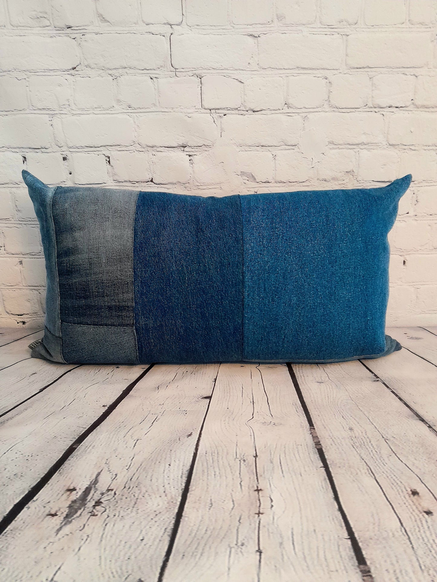 Upcycled denim throw pillow cover
