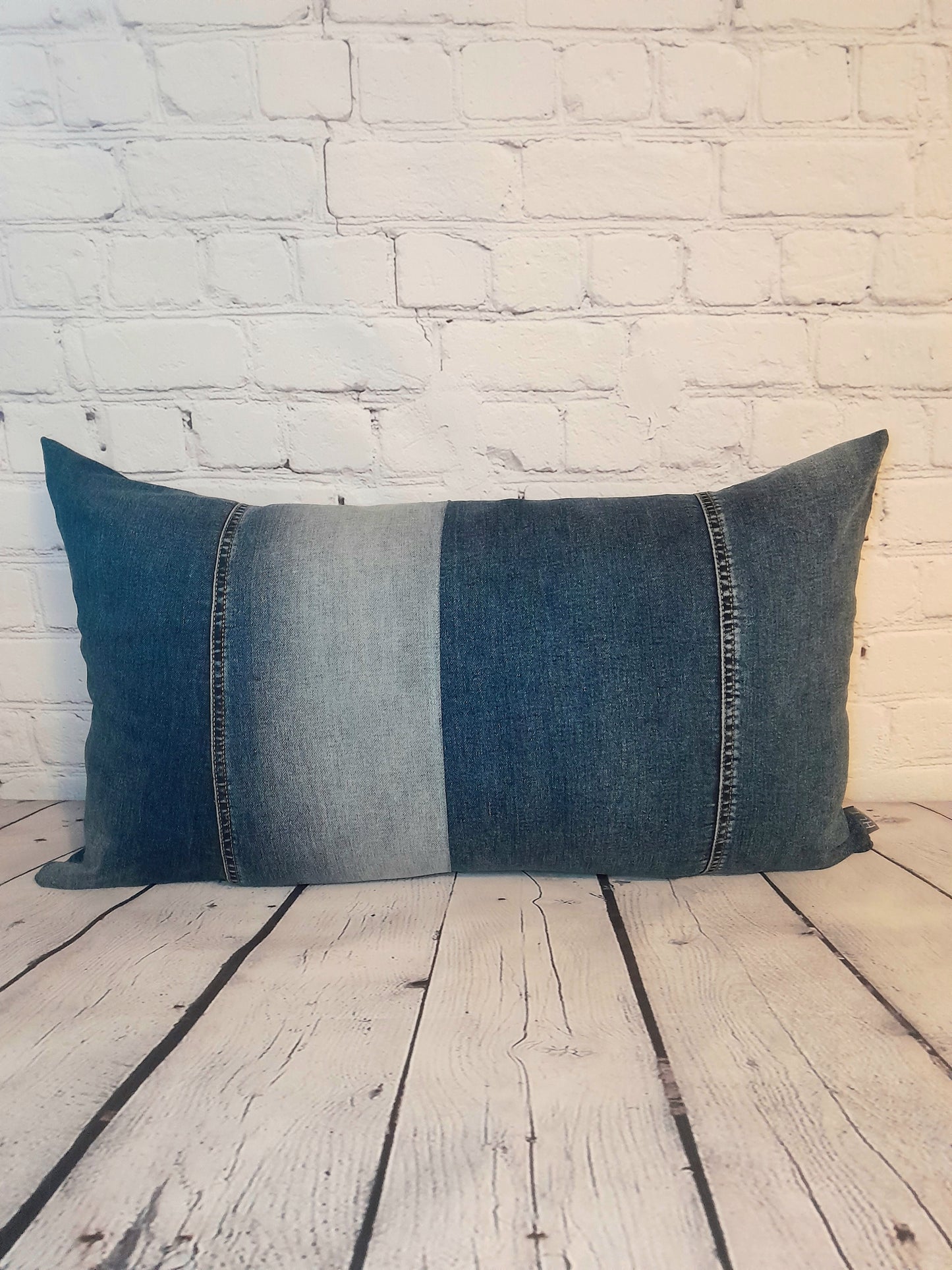 blue denim bolster cushion