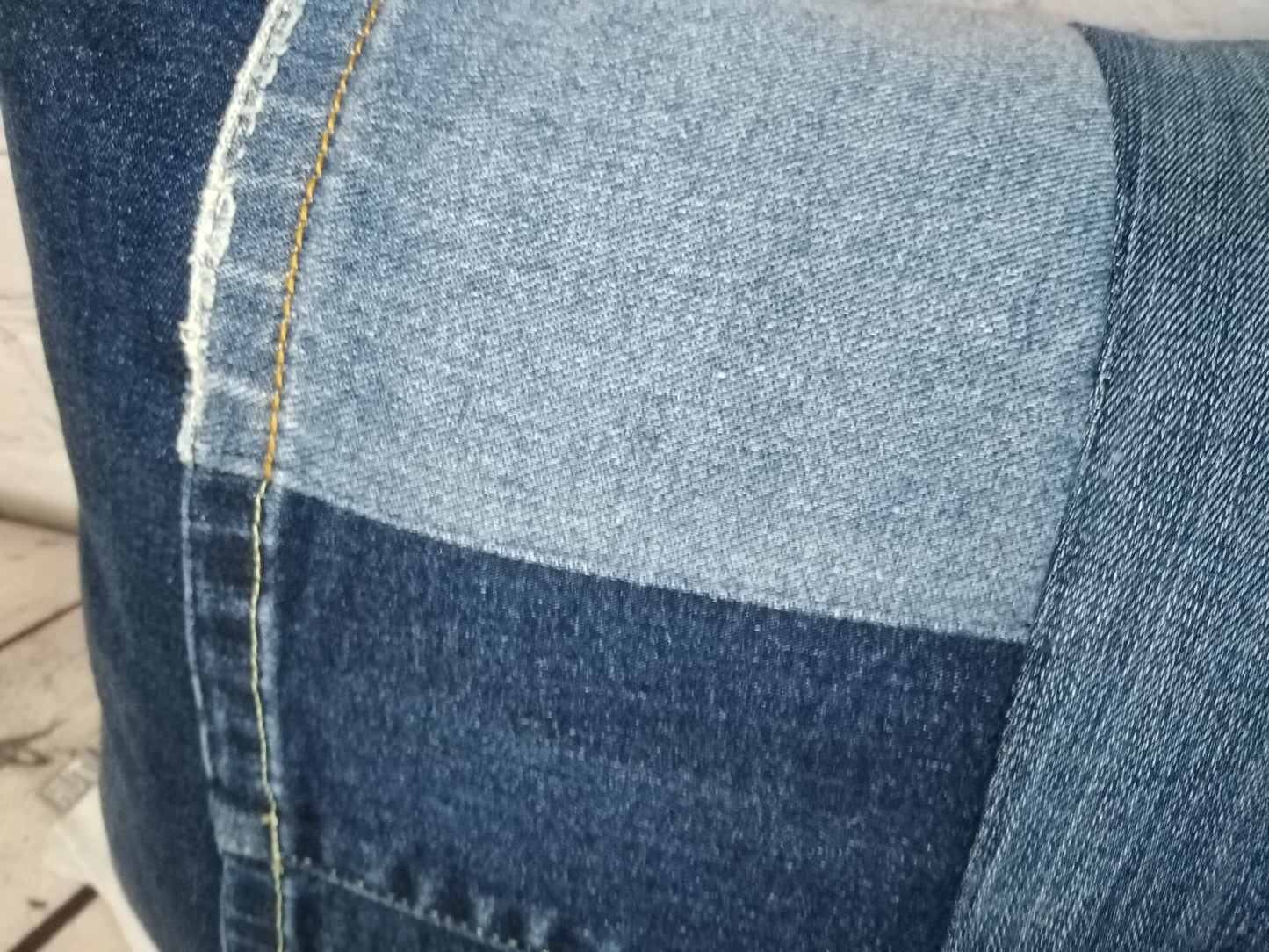 pillow made from old jeans blue denim